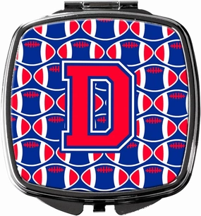 Caroline's Treasures CJ1076-DSCM Letter D Football Harvard Crimson and Yale Blue Compact Mirror Decorative Travel Makeup Mirror for Women Girls Gifts Pocket Makeup Mirror Folding Handheld