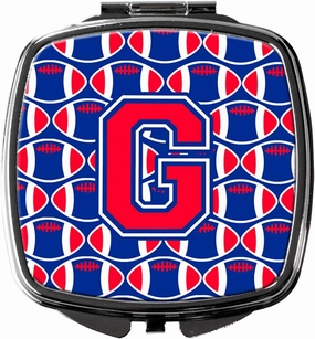Caroline's Treasures CJ1076-GSCM Letter G Football Harvard Crimson and Yale Blue Compact Mirror Decorative Travel Makeup Mirror for Women Girls Gifts Pocket Makeup Mirror Folding Handheld