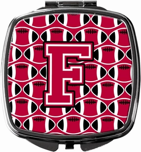 Caroline's Treasures CJ1079-FSCM Letter F Football Crimson and White Compact Mirror Decorative Travel Makeup Mirror for Women Girls Gifts Pocket Makeup Mirror Folding Handheld