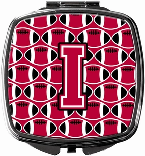 Caroline's Treasures CJ1079-ISCM Letter I Football Crimson and White Compact Mirror Decorative Travel Makeup Mirror for Women Girls Gifts Pocket Makeup Mirror Folding Handheld