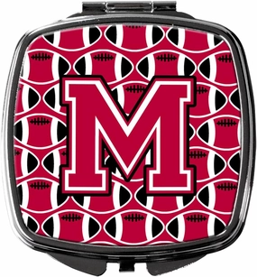 Caroline's Treasures CJ1079-MSCM Letter M Football Crimson and White Compact Mirror Decorative Travel Makeup Mirror for Women Girls Gifts Pocket Makeup Mirror Folding Handheld