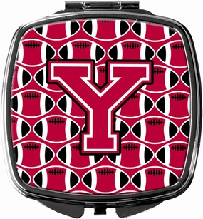 Caroline's Treasures CJ1079-YSCM Letter Y Football Crimson and White Compact Mirror Decorative Travel Makeup Mirror for Women Girls Gifts Pocket Makeup Mirror Folding Handheld
