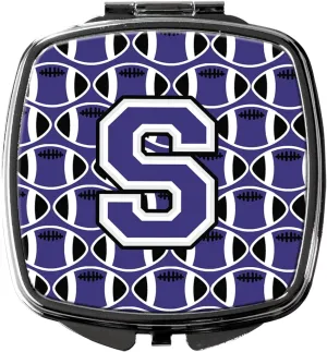 Caroline's Treasures CJ1068-SSCM Letter S Football Purple and White Compact Mirror Decorative Travel Makeup Mirror for Women Girls Gifts Pocket Makeup Mirror Folding Handheld
