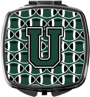 Caroline's Treasures CJ1071-USCM Letter U Football Green and White Compact Mirror Decorative Travel Makeup Mirror for Women Girls Gifts Pocket Makeup Mirror Folding Handheld