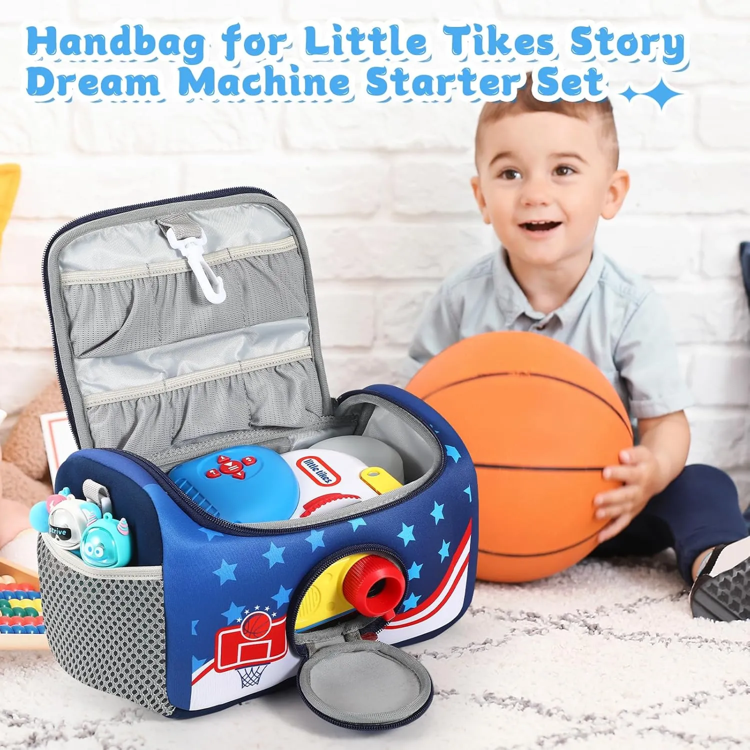 Carrying Case Compatible with Little Tikes for Story Dream Machine Books Starter Set, Storage Carrier Bag for Little Tikes for Storytime Audio Play Real for Littles Character Collection (Sky)