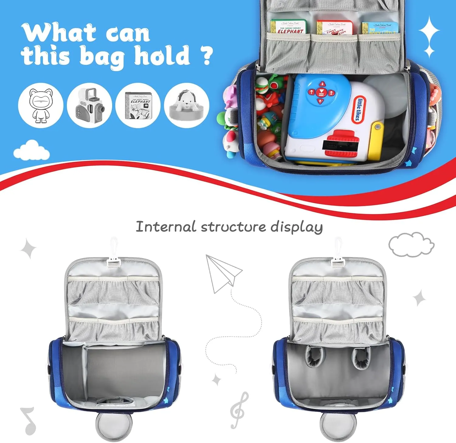 Carrying Case Compatible with Little Tikes for Story Dream Machine Books Starter Set, Storage Carrier Bag for Little Tikes for Storytime Audio Play Real for Littles Character Collection (Sky)