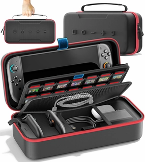 Carrying Case Compatible with Nintendo Switch 2 & Original & OLED Version, Custom Spot for Joy-con & AC Adapter, Portable Travel Nintendo Switch 2 Accessories Carrying Case Bag for 28 Games Cards