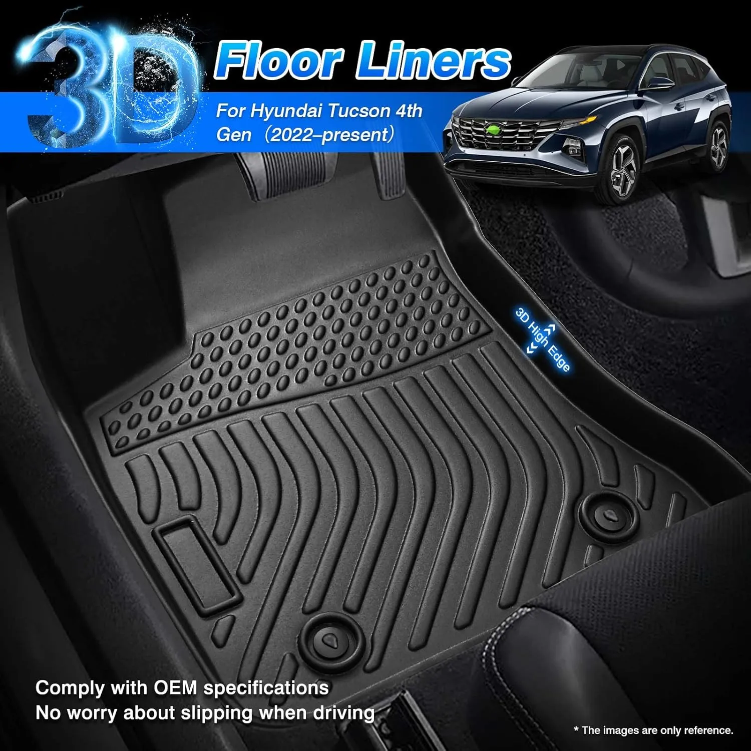 Cartist Floor Mats Fit for Hyundai Tucson NX4 Hybrid 2022 2023 2024 2025 (Not Plug in) 1st & 2nd Row All Weather Floor Liner for Tucson Accessories TPE Heavy Duty