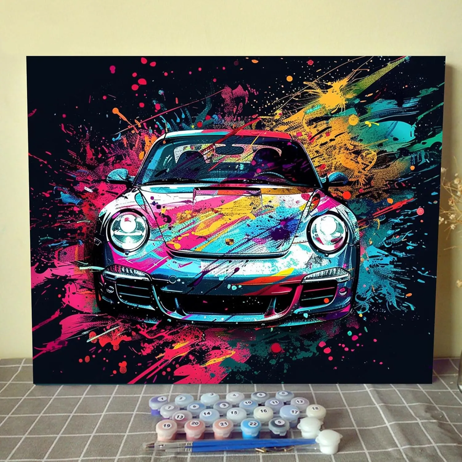 Cartoon Racing Car Doodle Theme Wooden Puzzle for Dust Free Perfect Interlocking Suitable Home Decoration Birthday Gifts Men & Women Wooden Puzzle 1000 Pieces