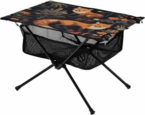 Cartoon Foxes Portable Folding Camping Table, Compact Lightweight Beach Table with Carrying Bag for Outdoor Picnics, BBQs, Camp