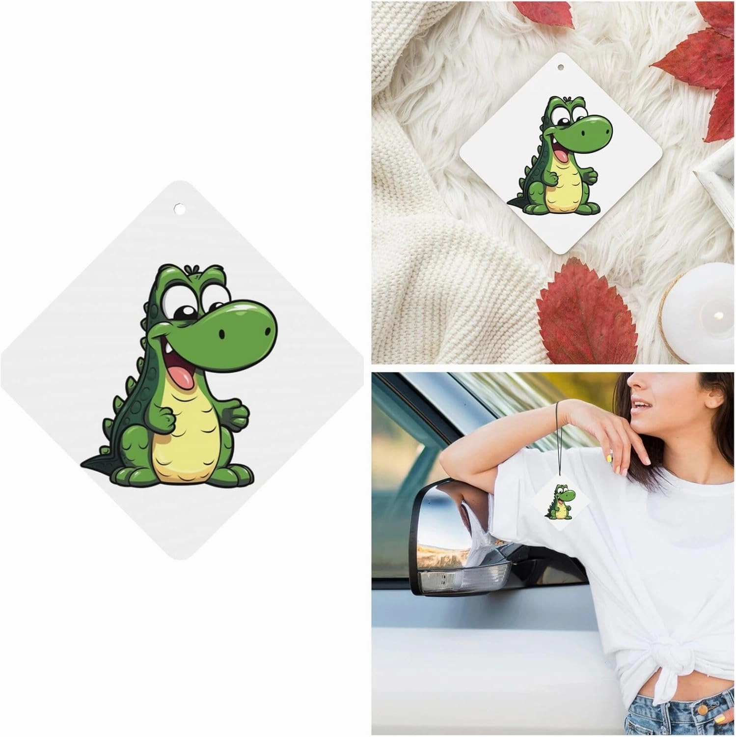 Cartoon funny crocodile Print Car Air Fresheners 6 Pcs Car Aromatherapy Tablets Hanging Air Freshener Wardrobe Pendant Fragrance Scented Cards for Rearview Mirror Bedroom Car Interior Decor