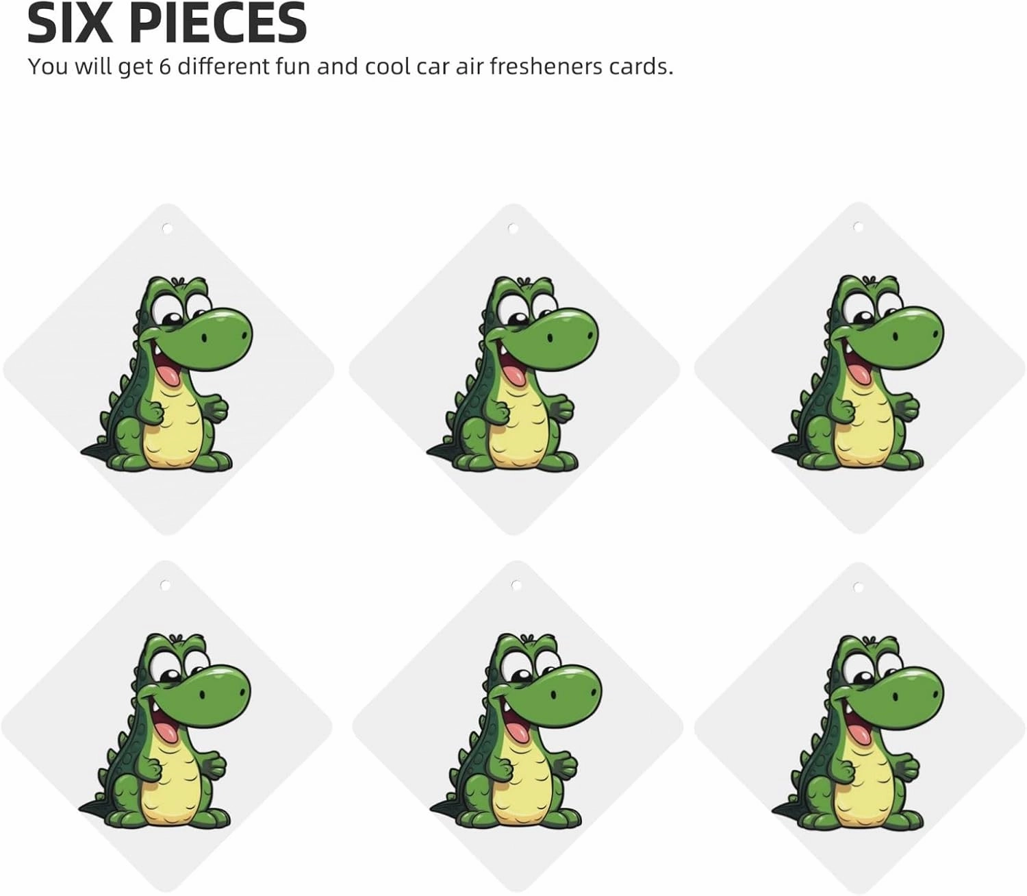 Cartoon funny crocodile Print Car Air Fresheners 6 Pcs Car Aromatherapy Tablets Hanging Air Freshener Wardrobe Pendant Fragrance Scented Cards for Rearview Mirror Bedroom Car Interior Decor