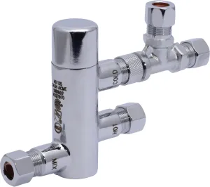 Cash Acme 3/8 Inch HG135 Thermostatic Mixing Valve with Compression Connections, Tee, and Integral Checks, Brass Plumbing Fitting, 25687