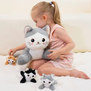Cat Stuffed Animal, Stuffed Cat with Baby Inside, Mommy Cat Stuffed Animal with Babies Set, Cat Plush Gifts for Kids, Boys on Christmas, Birthday 20in