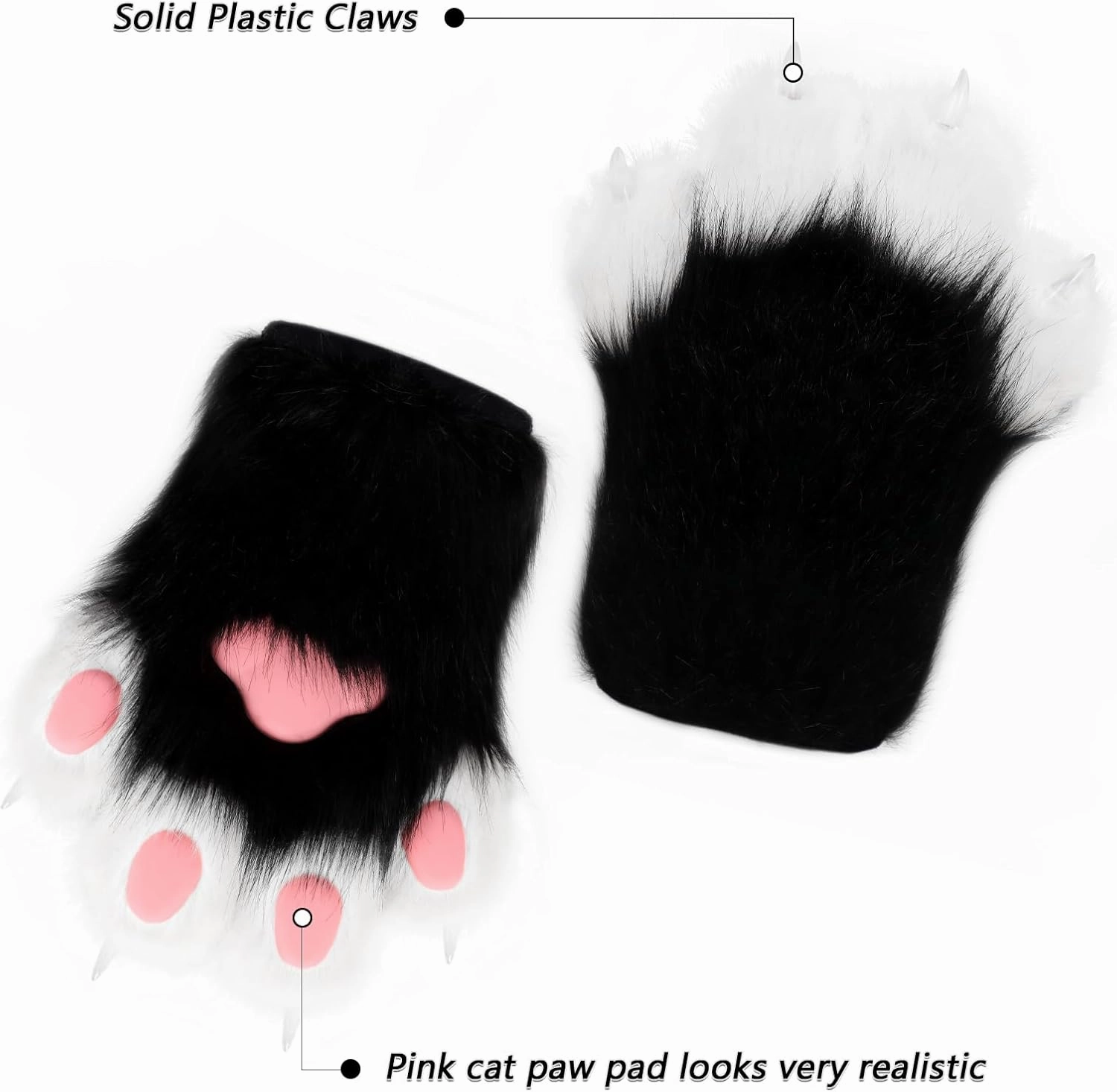 Cat Paw Mittens Gloves Furry Shoes Fursuit Animal Head Mask Halloween Masquerade Cosplay Costume Accessories Set