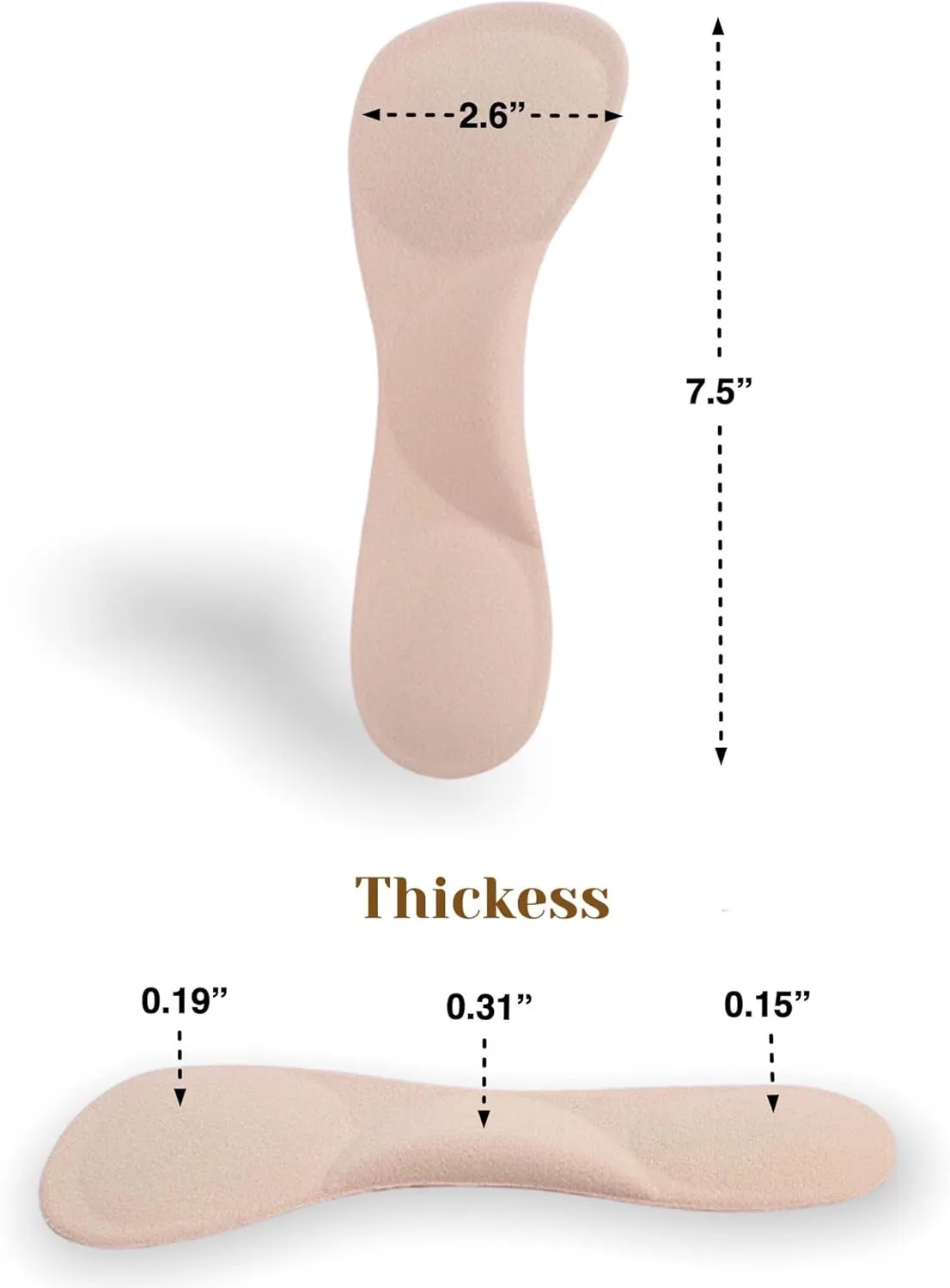 CB 3-Pairs Silicone Gel Invisible Slim Inserts Liners, Ball of Foot & Arch Support Insoles, Arch Pain Foot Heel Pain Relief, 3/4 Length for Women Shoes High Heel Shoes 5-7, Clear