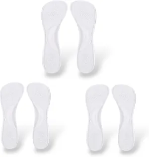 CB 3-Pairs Silicone Gel Invisible Slim Inserts Liners, Ball of Foot & Arch Support Insoles, Arch Pain Foot Heel Pain Relief, 3/4 Length for Women Shoes High Heel Shoes 5-7, Clear