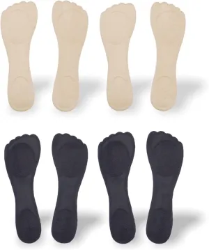 CB 4-Pairs Silicone Gel Slim Inserts Liners, Blister Prevention, Heel Pain Relief, for Women's High Heel Shoes, Slim Insoles, Suitable Women Size 5-8, 2 Pairs Nude & 2 Pairs Black