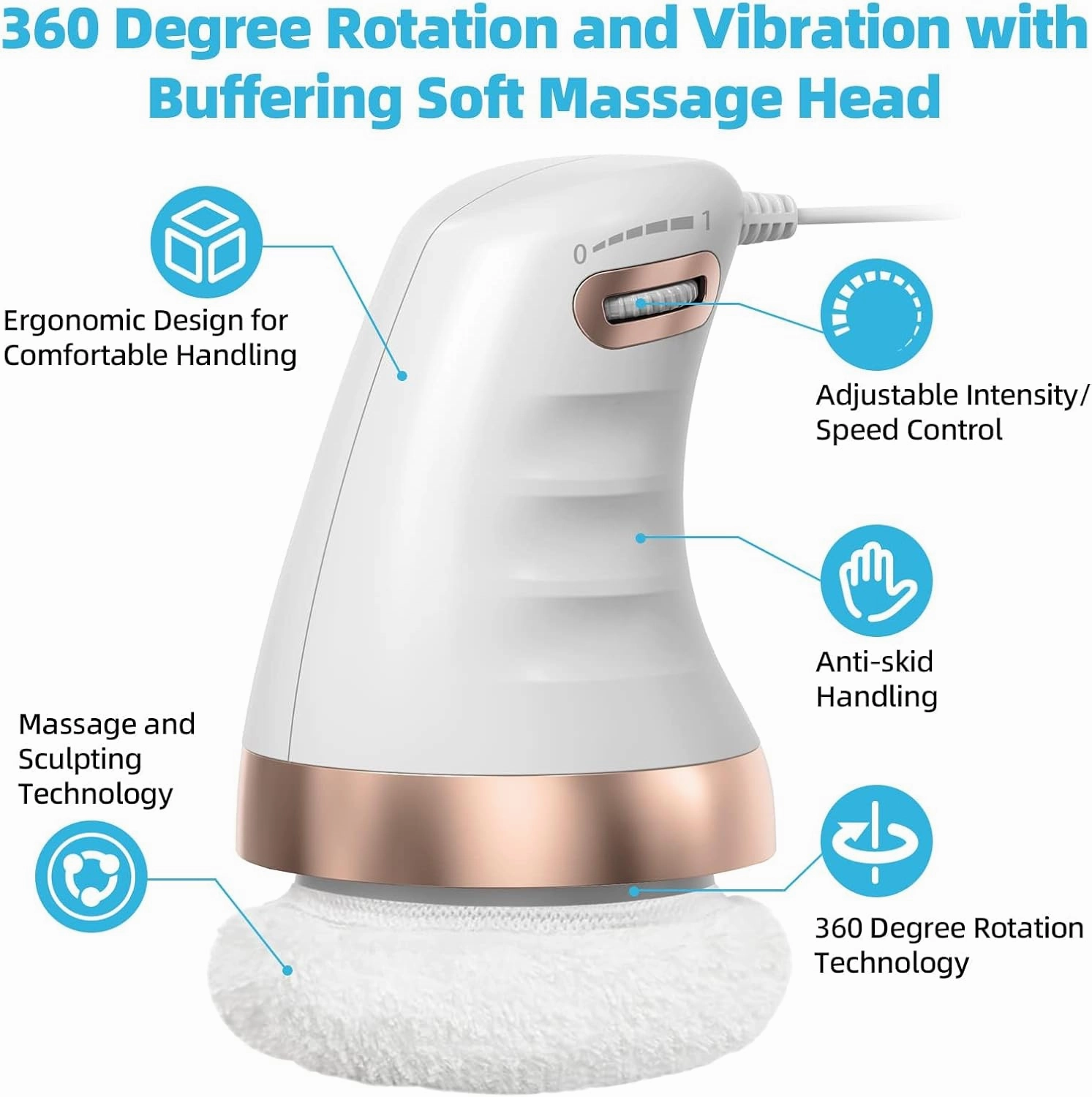 Cellulite Massager Electric, Body Sculpting Machine with 6 Skin Friendly Washable Pads, Beauty Sculpt Massager for Belly Legs Arms
