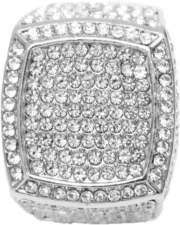 Charles Raymond Bling-ed Out Diamonds Shining Everywhere Hip Hop Sq Watch Cuban Bracelet with Ring Set-L0513