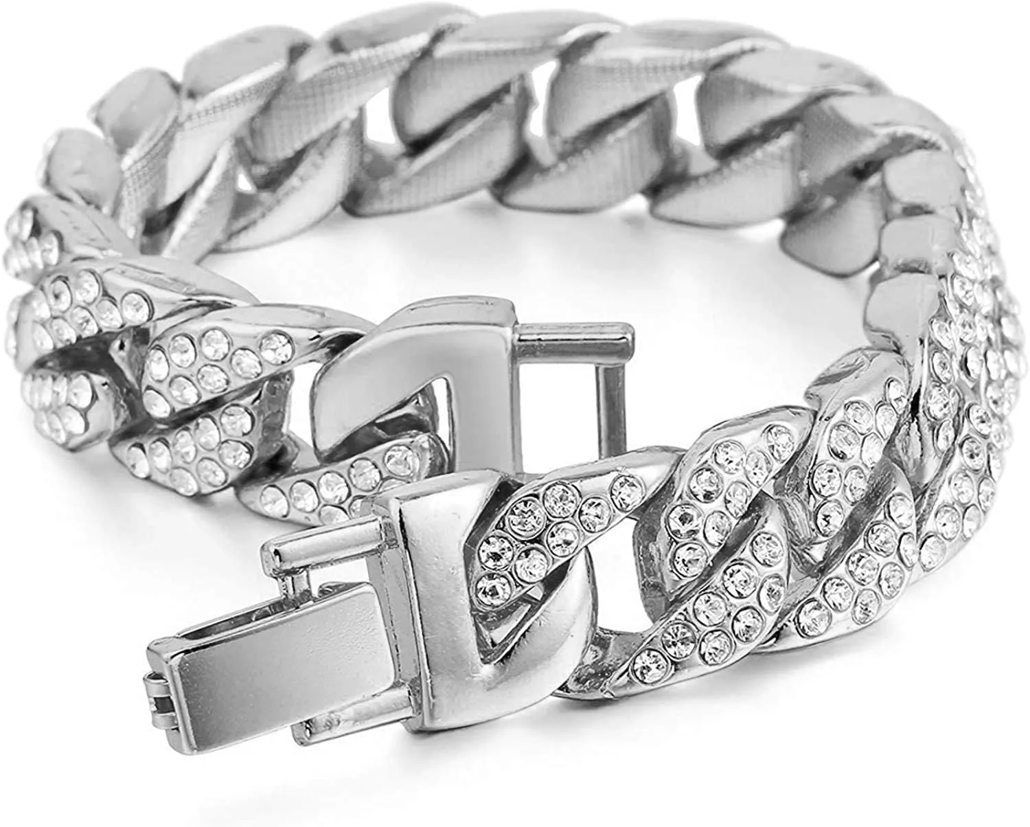 Charles Raymond Bling-ed Out Round Luxury Mens Watch w/Bling-ed Out Cuban Bracelet and Iced King Ring Set - L0504 BR 3pc Set