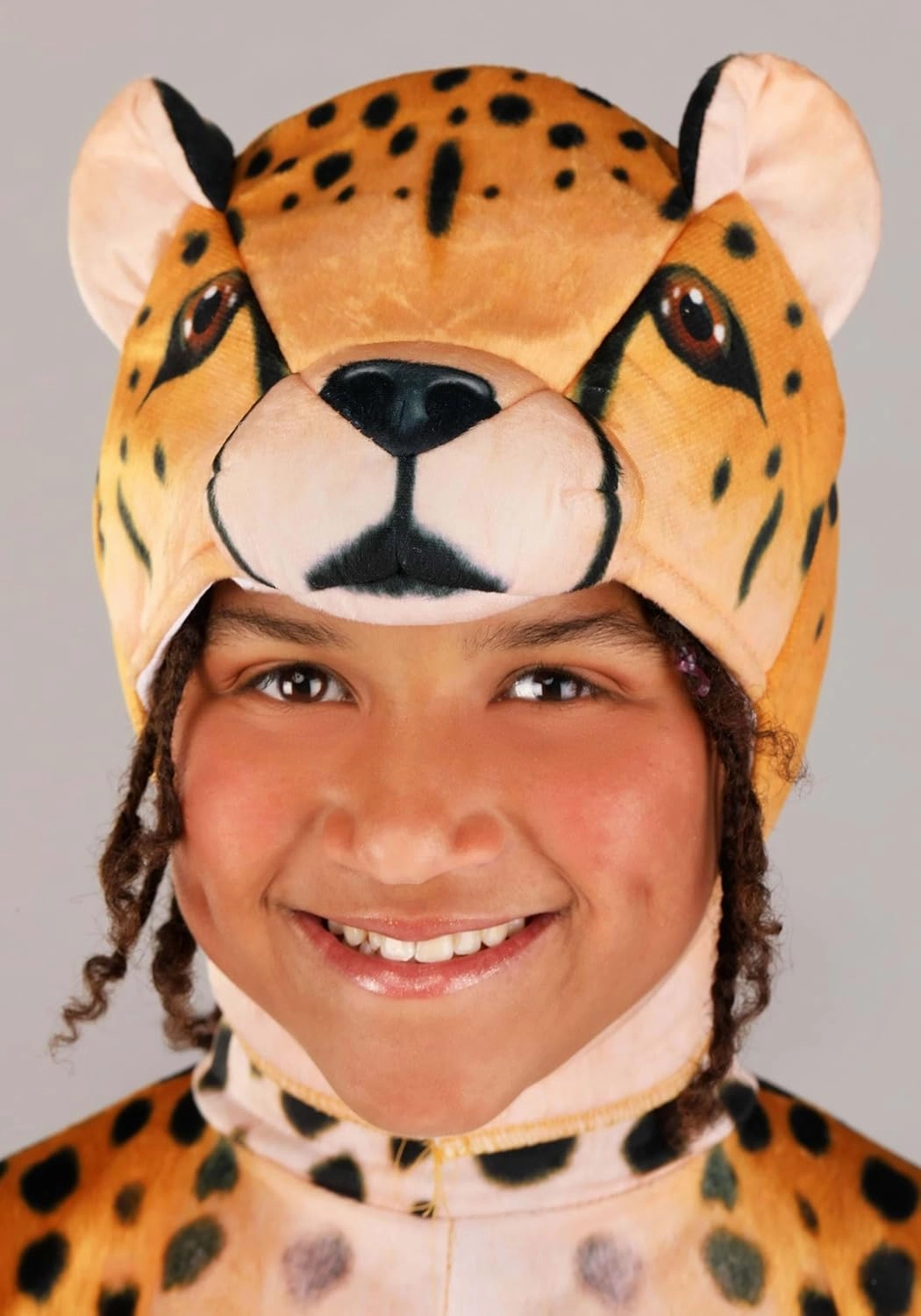 Cheerful Cheetah Toddler Costume Jumpsuit with Tail, Headpiece, Mitts, and Shoe Covers