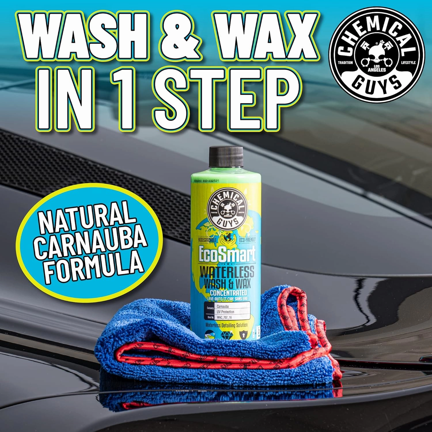 Chemical Guys WAC_707_16 EcoSmart Hyper Concentrated Waterless Car Wash and Wax, Safe for Cars, Trucks, SUVs, Motorcycles, RVs & More, 16 fl oz