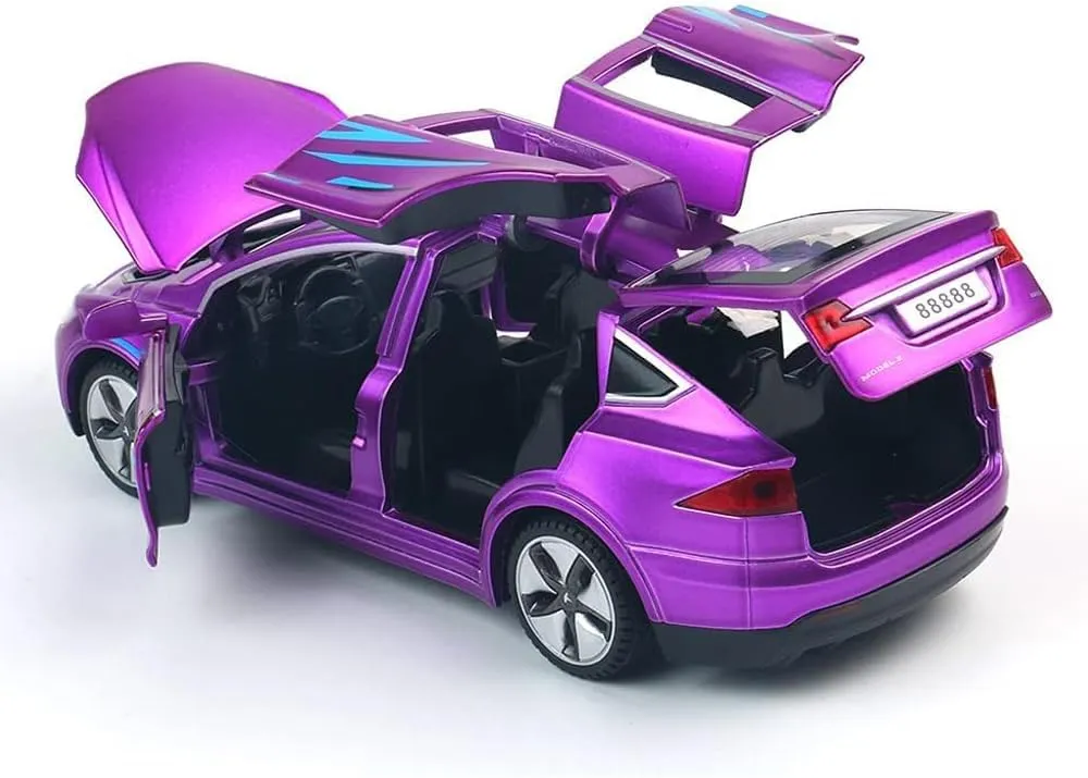 chengchuang Car Model X 1:32 Scale Alloy Diecast Pull Back Electronic Toys with Lights and Sound, Mini Vehicles Toys for Kids Gift Car Lovers Collection (Purple)