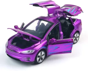 chengchuang Car Model X 1:32 Scale Alloy Diecast Pull Back Electronic Toys with Lights and Sound, Mini Vehicles Toys for Kids Gift Car Lovers Collection (Purple)