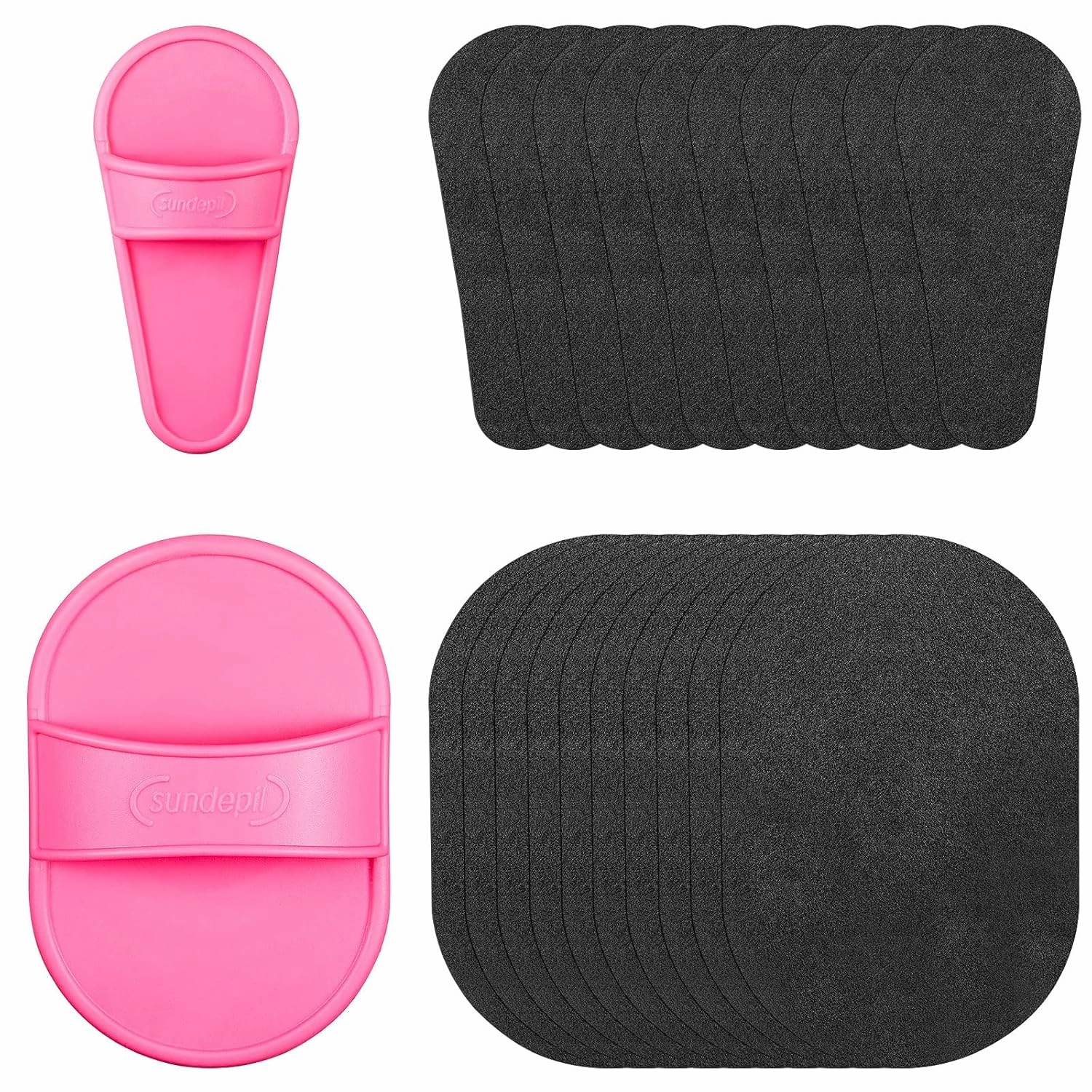 Chengu 202 Pcs Hair Removal Pad Sets Smooth Away Hair Removal Kit 2 Sizes Skin Pad and 200 Pcs Exfoliation Fine Sandpaper for Women Skin Care