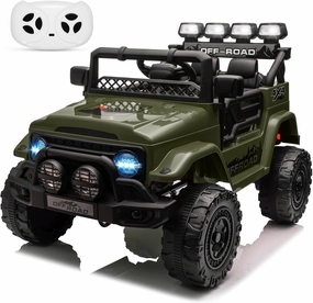 Children Ride on Toy with Parental Remote Control,12V Electric Car for Kids Ride on Car with LED Lights,Bluetooth,Music,3 Speeds,Spring Suspension,Green