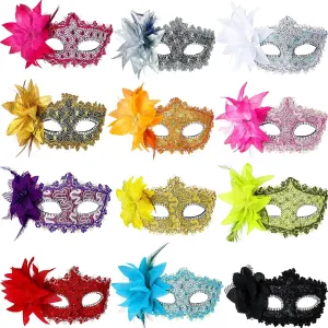 Chivao 12 Pieces Masquerade Mask Women Venetian Ball Prom Half Vintage Masks for Mardi Gras Carnival Fancy Dress Party