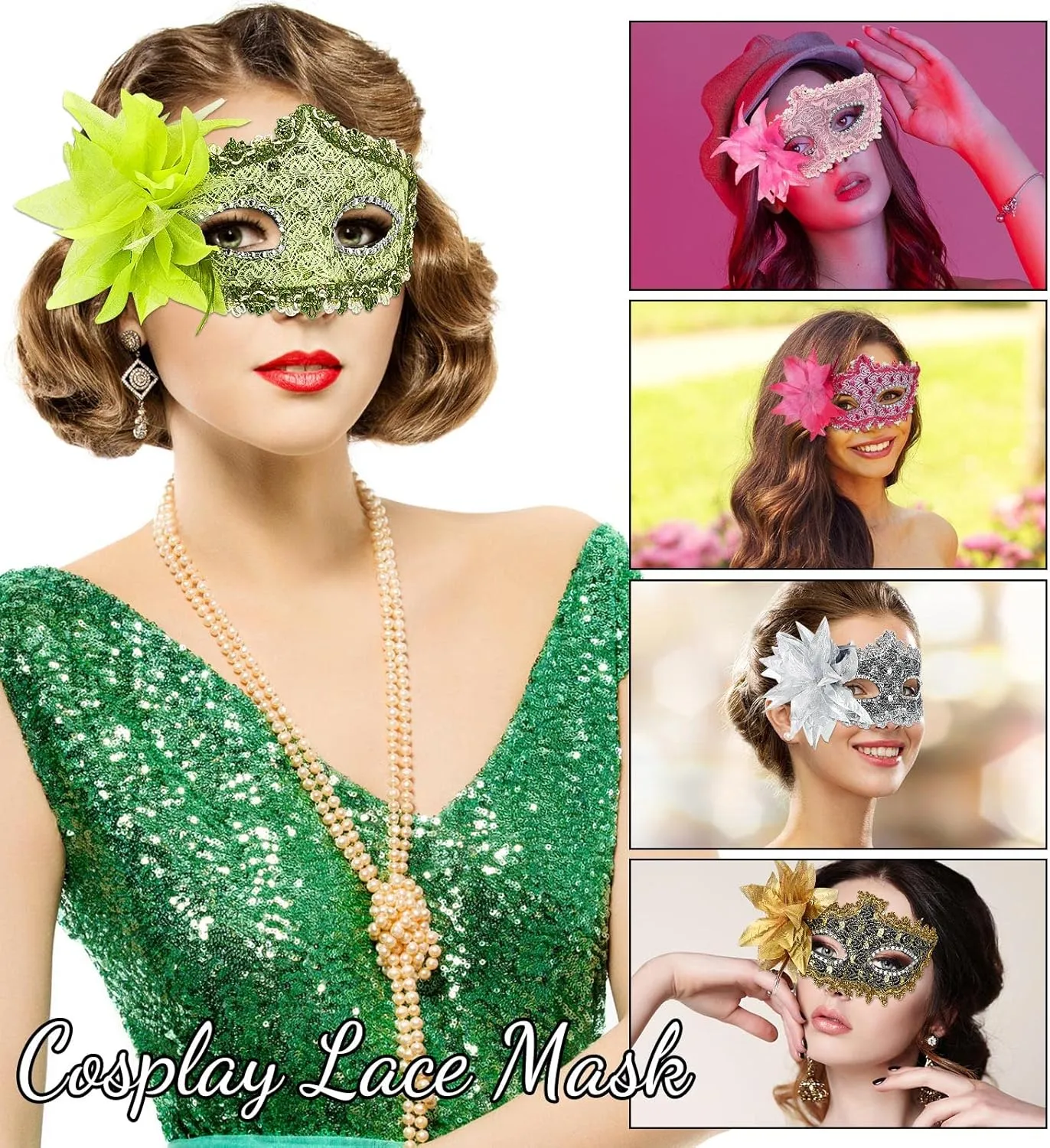 Chivao 12 Pieces Masquerade Mask Women Venetian Ball Prom Half Vintage Masks for Mardi Gras Carnival Fancy Dress Party