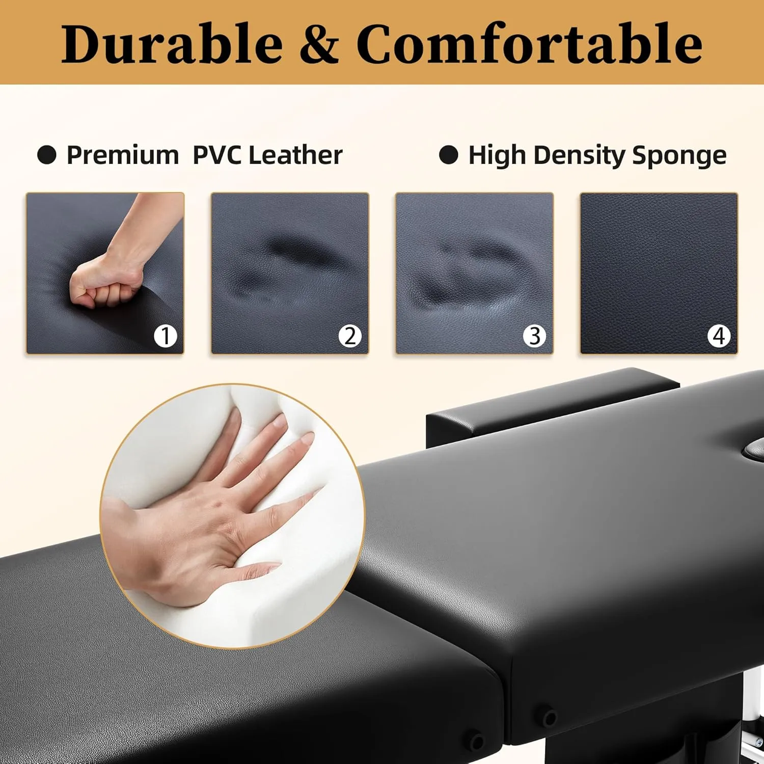 civama Massage Table Massage Bed Portable, 26 LBs Light Weight 2 Section Foldable Tattoo Bed Facial Care Spa Lash Bed Height Adjustable Sturdy Aluminum Frame with Accessories Carrying Bag, Black