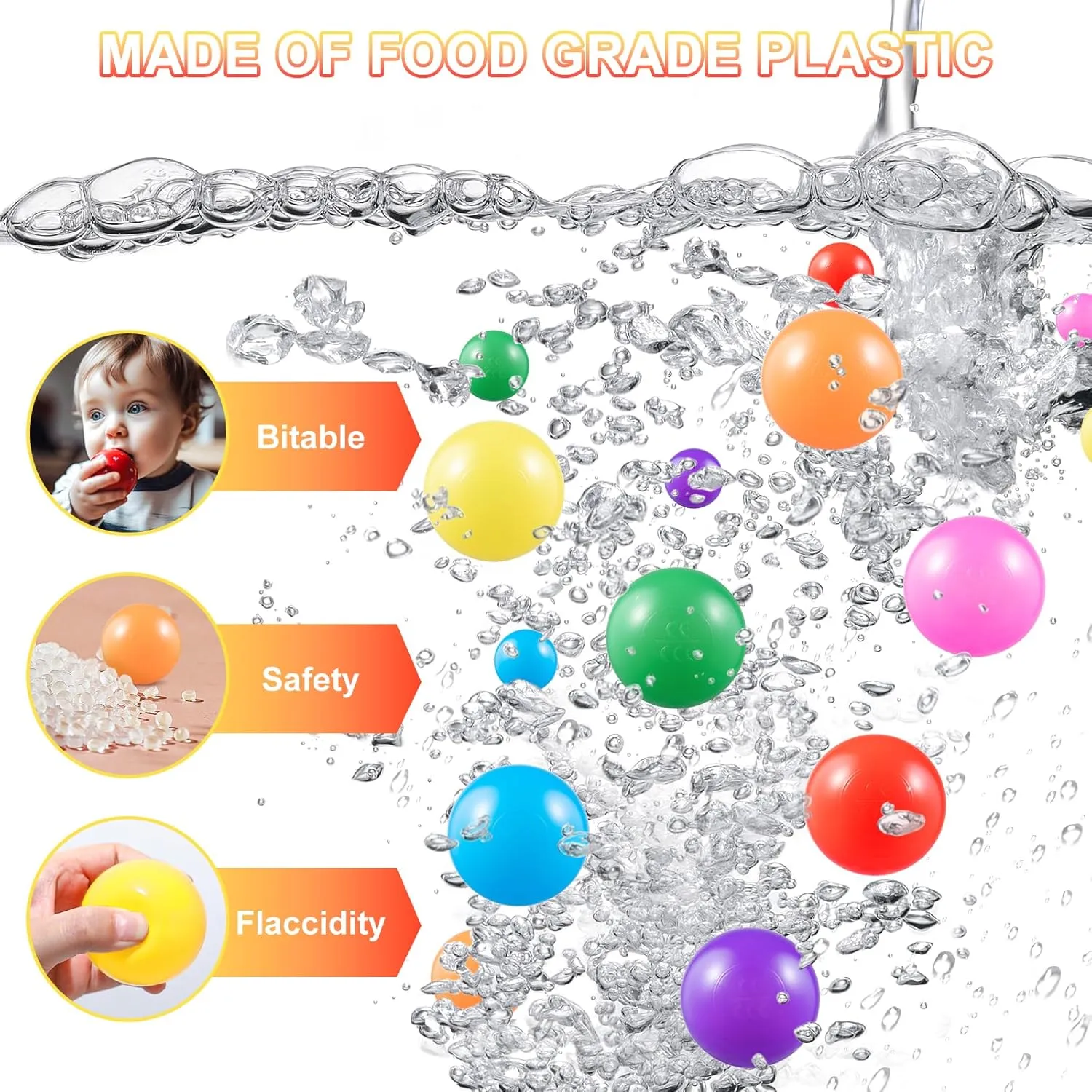 Clear Ball Pit Balls - Crush Proof Plastic Toy Balls for Boys and Girls