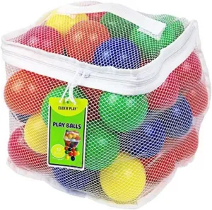 Click N' Play Ball Pit Balls for Kids, Plastic Refill Balls, 200 Pack, Phthalate and BPA Free, Includes a Reusable Storage Bag with Zipper, Bright Colors, Gift for Toddlers and Kids