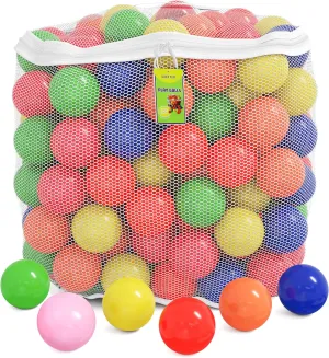 Click N' Play Ball Pit Balls for Kids, Plastic Refill Balls, 200 Pack, Phthalate and BPA Free, Includes a Reusable Storage Bag with Zipper, Bright Colors, Gift for Toddlers and Kids