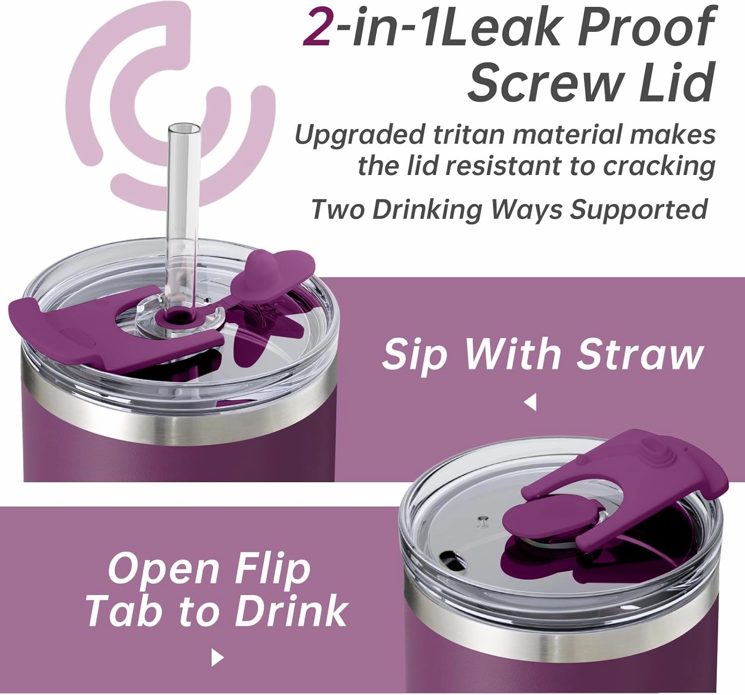 COKTIK 40 oz Tumbler With Handle and Straw Lid, Vacuum Insulated Travel Coffee Mug Stainless Steel Insulated Cup for Beverages, Leak-proof, Cupholder Friendly (Sangria)
