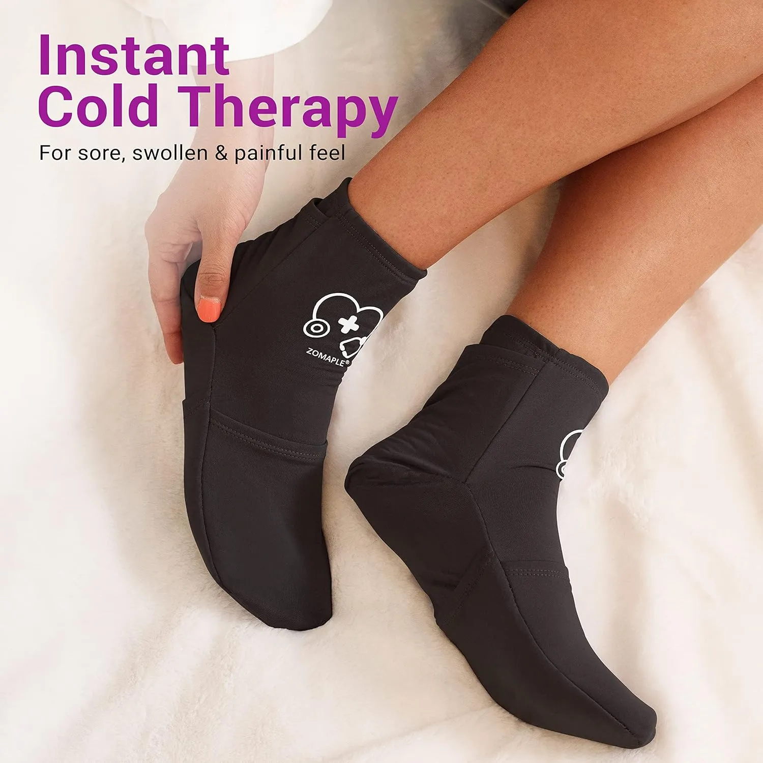 Cold Therapy Socks for Women and Men - Perfect Ice Pack Cooling Socks for Plantar Fasciitis Feet, Neuropathy, Chemotherapy Recovery, Arthritis, Ankle & Heel Pain Relief (Black, Large 11-13)