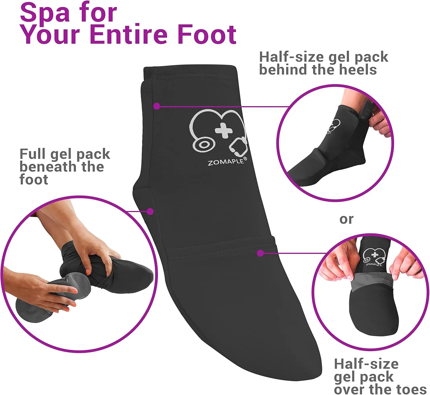 Cold Therapy Socks for Women and Men - Perfect Ice Pack Cooling Socks for Plantar Fasciitis Feet, Neuropathy, Chemotherapy Recovery, Arthritis, Ankle & Heel Pain Relief (Black, Large 11-13)