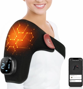 Comfytemp Cordless Shoulder Heating Pad for Rotator Cuff Pain Relief, Electric Heated Shoulder Brace Wrap FSA HSA Eligible App Control Wireless, Father's Day Gift, 9 Heat 10-30 Timers (No Massage S/M)