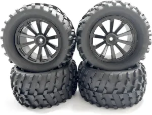 Compatible with MJX H16 16207 16208 162010 for HBX 16889 SG1601 for SCY 16101 1/16 RC Car Parts 4 Pcs Rubber Wheel Tire 82Mm 12Mm Hex RC Wheel Tires
