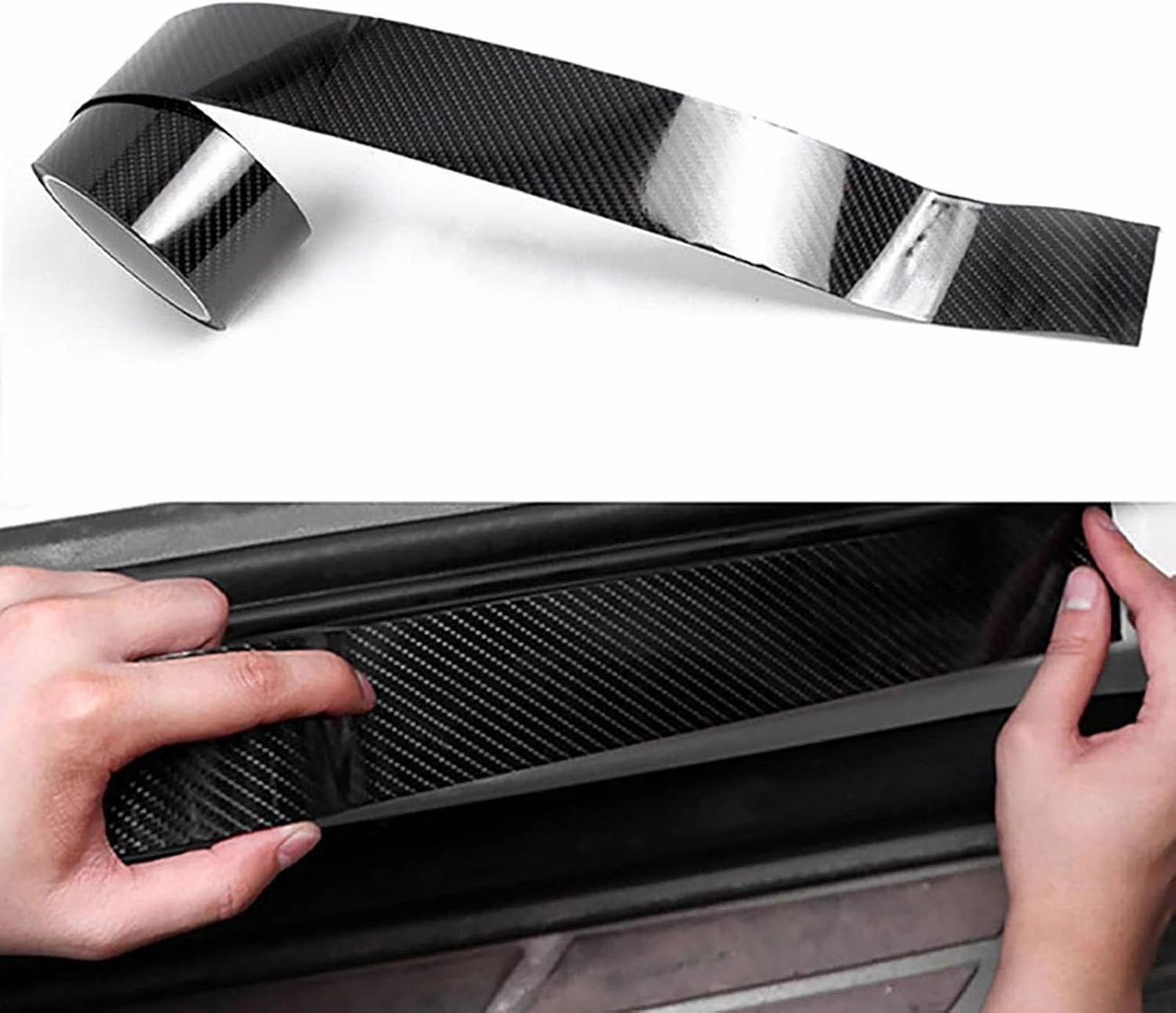 Compatible with Audi A6 C9 C8 C7 C6 C5 C4, 3M Long Car Door Sill Protective Film, Door Edge Anti-Scratch Strip Self-Adhesive Tape Sticker Auto Parts,Carbon Fiber Texture-3CM Wide