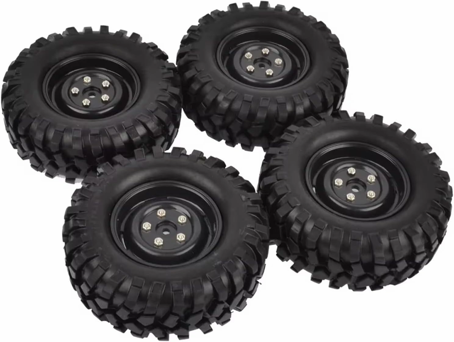 Compatible with Axial SCX10 D90 for Tamiya CC01 1:10 RC for Rock Crawler Car 4pcs 96mm 1.9 Inch Rubber Tires/Tyres and Wheel Rims RC Wheel Tires