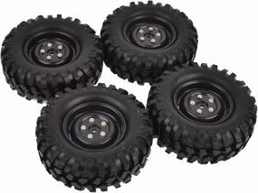 Compatible with Axial SCX10 D90 for Tamiya CC01 1:10 RC for Rock Crawler Car 4pcs 96mm 1.9 Inch Rubber Tires/Tyres and Wheel Rims RC Wheel Tires