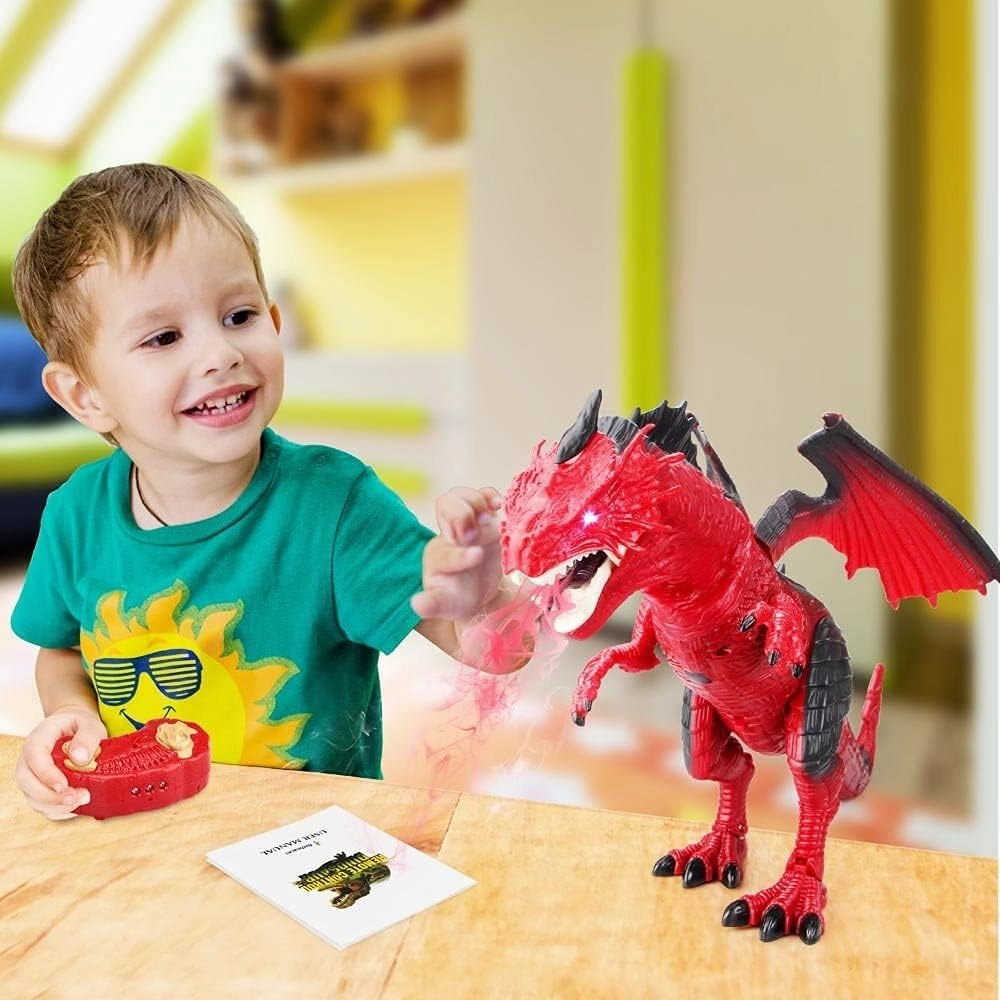 Contixo DR3 Remote Control Dragon Dinosaur Toys, Walking Robot Dinosaur Toy with Light Up Roaring & Spraying Effect, 2.4GHz Simulation RC Toys for Kids 4 5 6 7 8-12 Years Old Boys Girls Kids