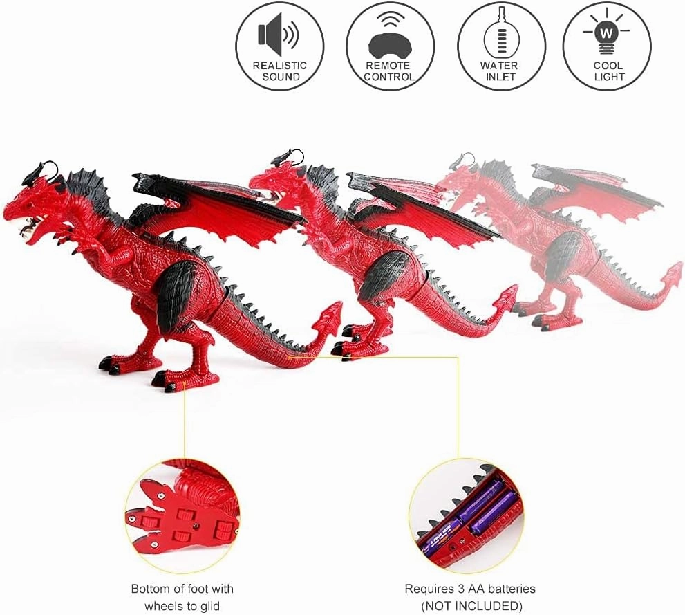 Contixo DR3 Remote Control Dragon Dinosaur Toys, Walking Robot Dinosaur Toy with Light Up Roaring & Spraying Effect, 2.4GHz Simulation RC Toys for Kids 4 5 6 7 8-12 Years Old Boys Girls Kids