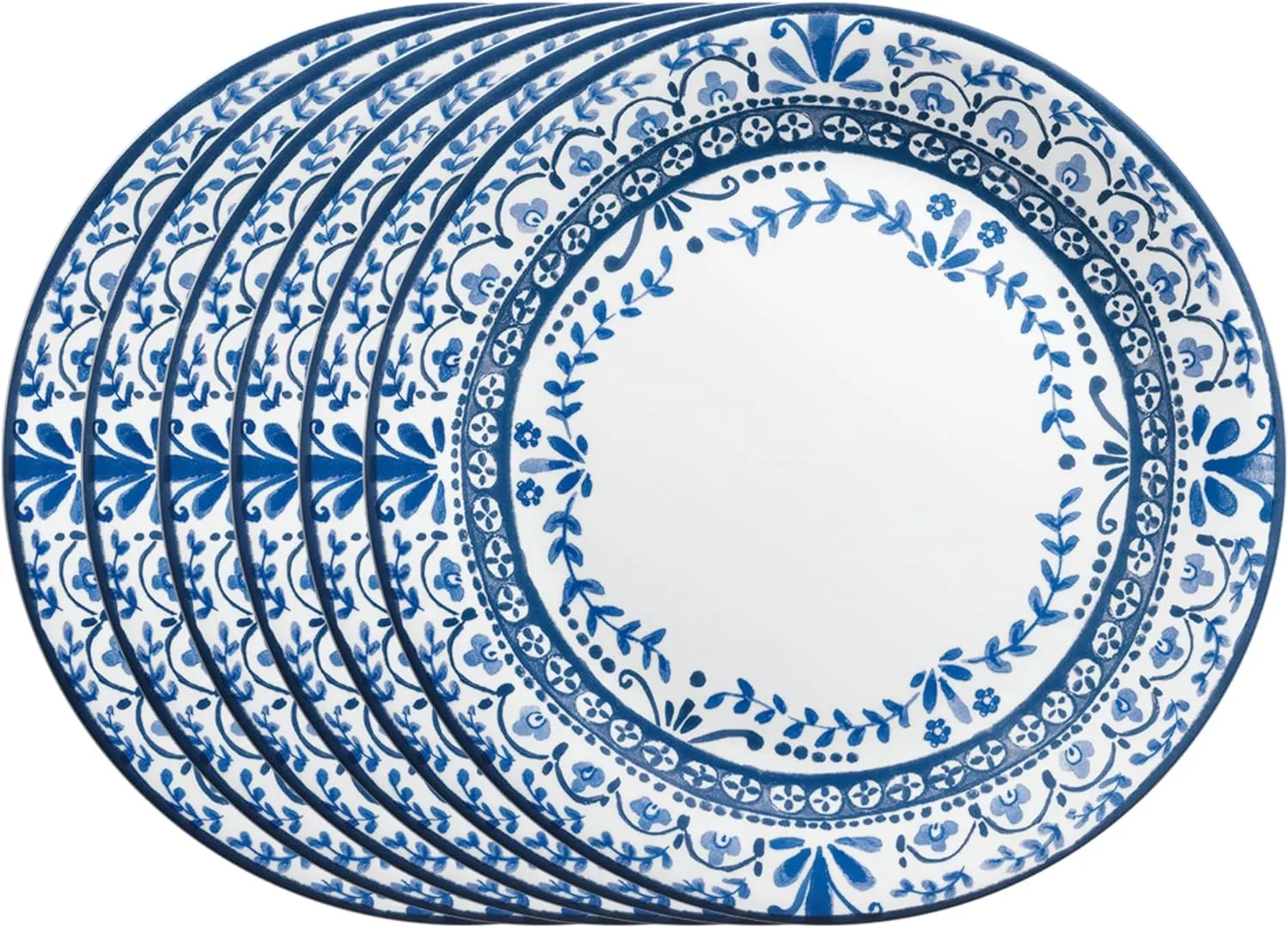 Corelle Vitrelle 6-Piece Appetizer Plates Set Triple Layer Glass and Chip Resistant, 6-3/4-Inch Lightweight Round Plates, Portofino