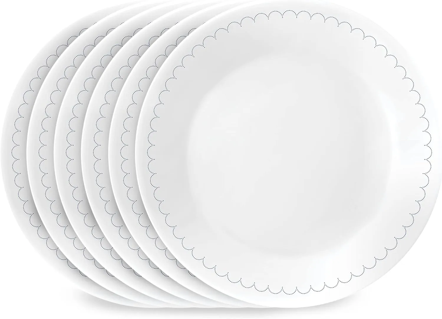 Corelle Vitrelle 6.75" Salad Appetizer Plate Set, Triple Layer Glass and Chip Resistant, Lightweight Round Plates, 6-Piece Caspian