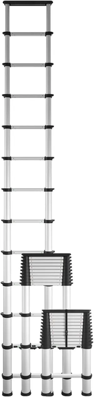 Cosco SmartClose Telescoping Ladder - 16 ft, 300 lb. Capacity, ANSI Type 1A, Aluminum - Safe, Compact, Stable